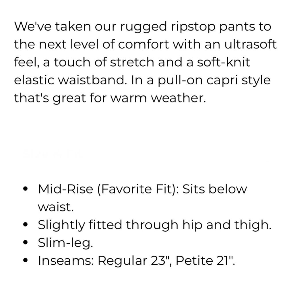 L.L. Bean Stretch Ripstop Pull-On Capri Pants - Picture 12 of 12